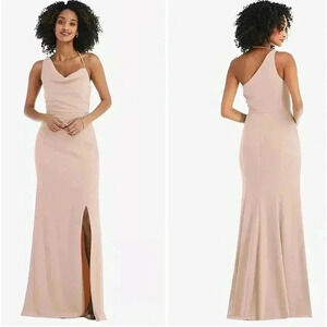After Six - ONE-SHOULDER DRAPED COWL-NECK MAXI DRESS IN CAMEO - Size 22W
